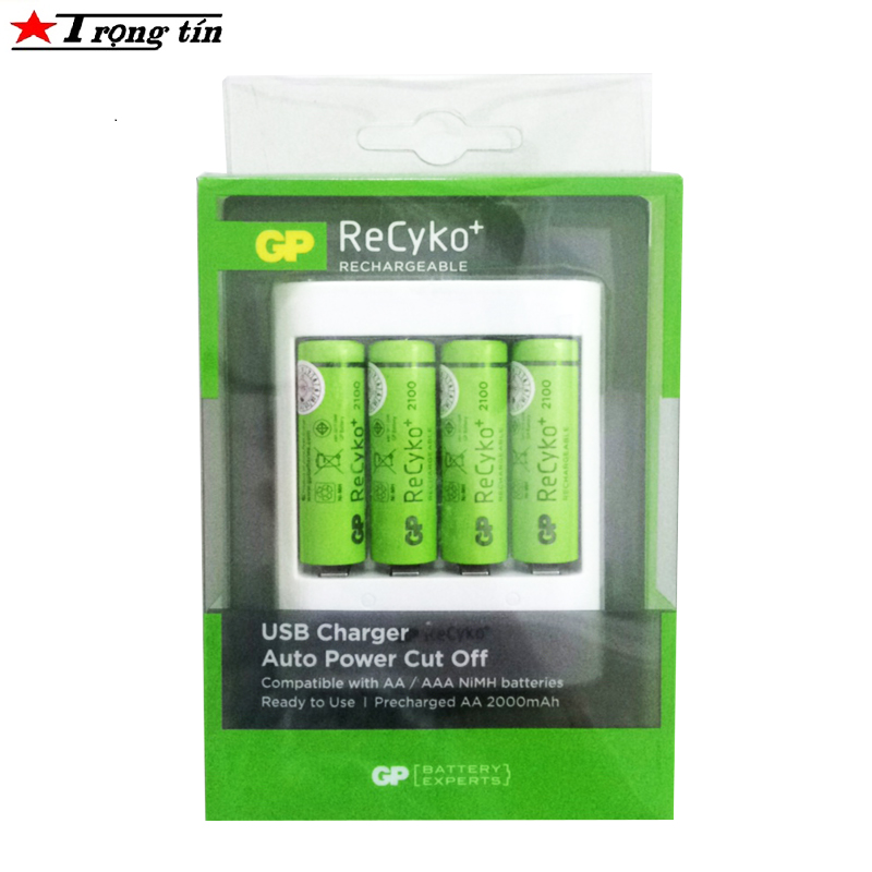 Bộ sạc pin GP kèm 4 pin chính hãng - pin máy ảnh