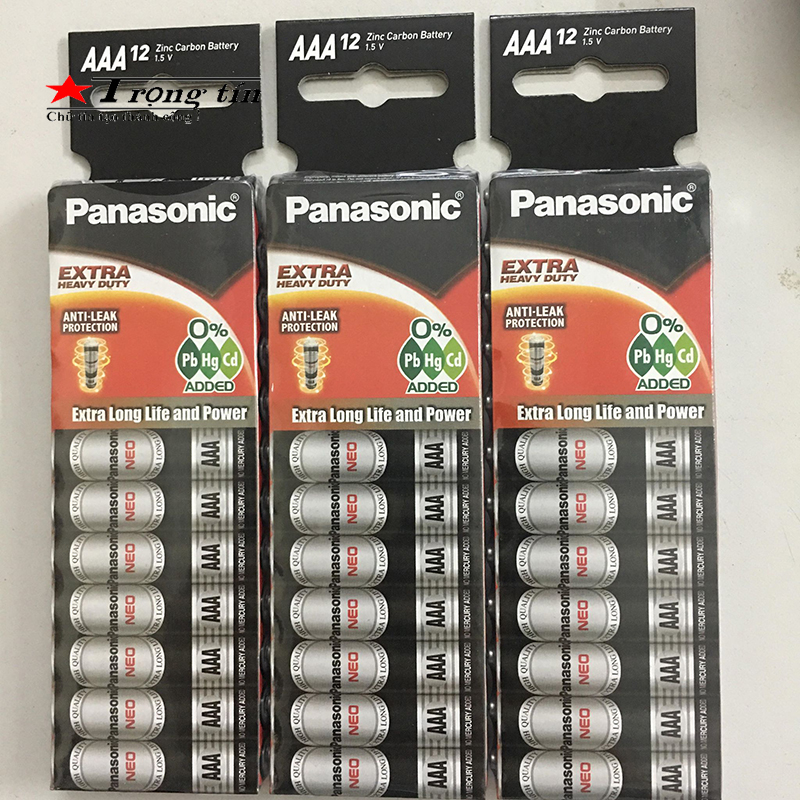 Pin Aaa Panasonic Vỉ 12 Viên Chất Liệu Than Cacbon