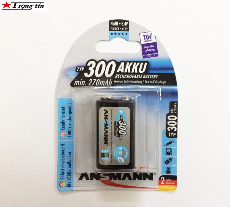 pin sac 9v ansmann 300mah - chinh hang