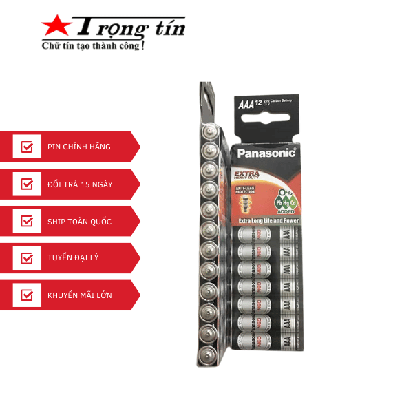 AAA Panasonic vỉ 12 viên 3v