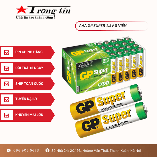 Pin Gp Super Pin AAA GP Super Alkaline Vỉ 8 Viên